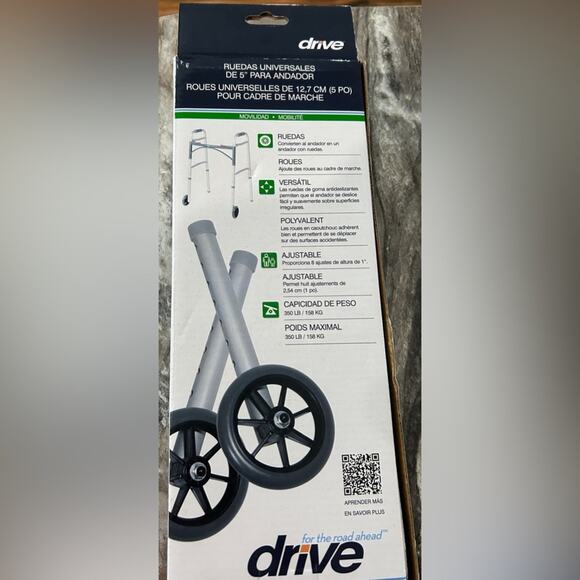 Universal Walker Wheels 5in- Drive Brand/ NEW in Box - Picture 5 of 6
